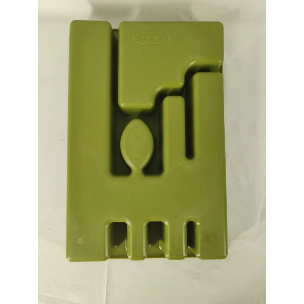 VTG MCM Rubbermaid‎ 2921 Avocado Green Silverware Tray Drawer Utensil Organizer